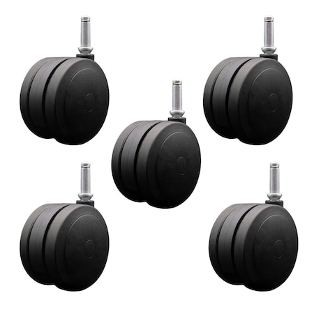 Service Caster 4'' Black Heavy Duty Floor Safe Twin Wheel Caster 7/16 Grip Ring Stem, 5PK SCC-GR02S100-TPR-BLK-716176-5